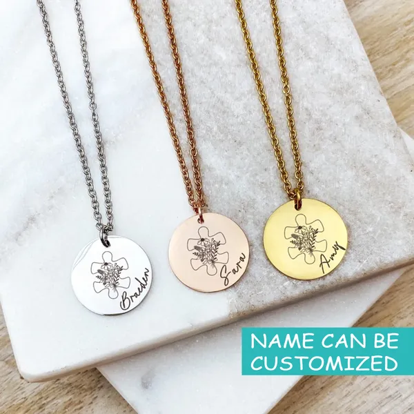 Personalized  Autism Necklace Stainless Steel